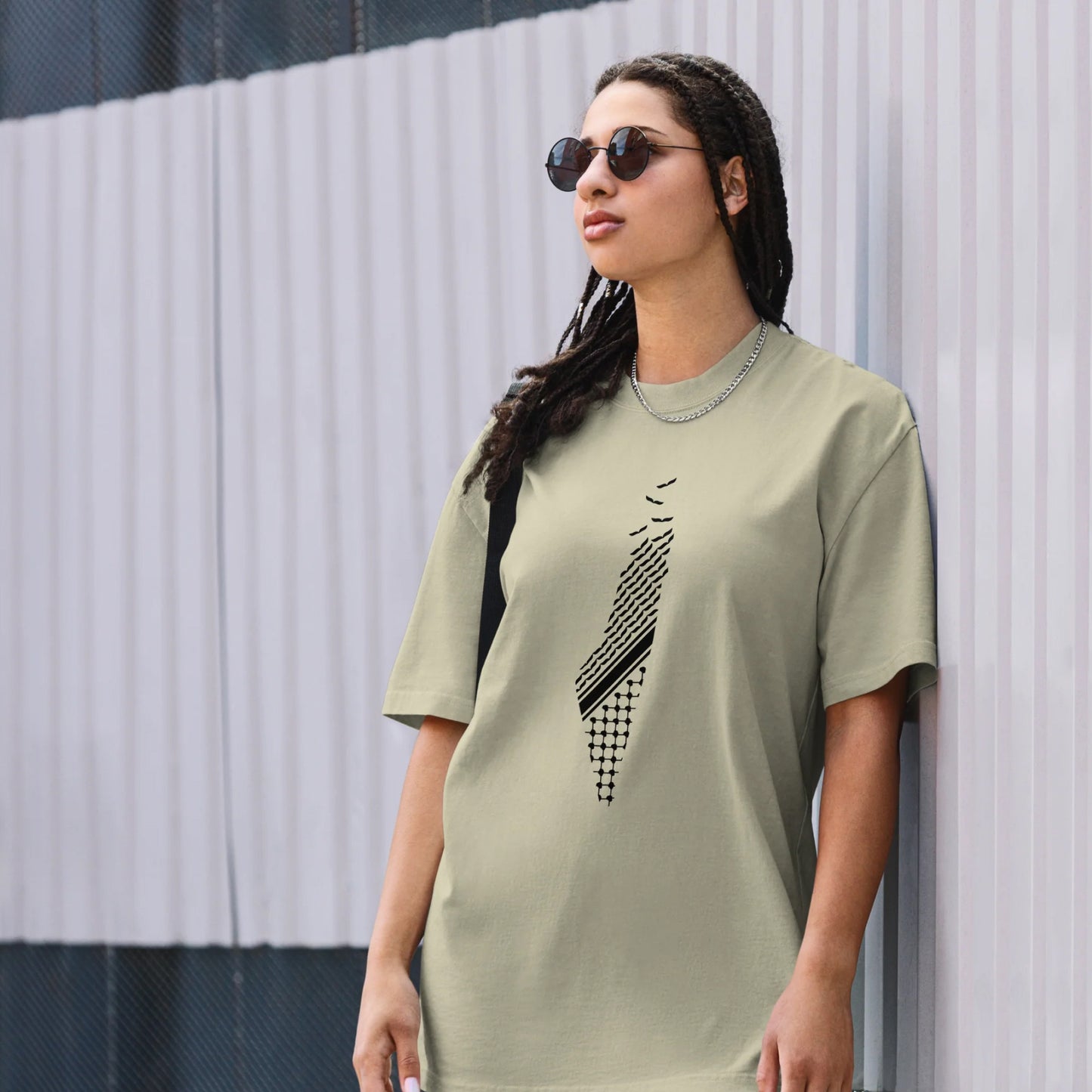 Kufiya+Palestine oversized faded t-shirt