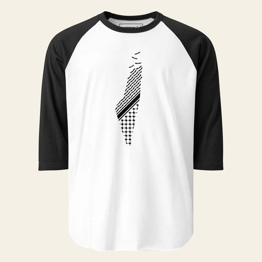 Kufiya+Palestine 3/4 sleeve raglan shirt