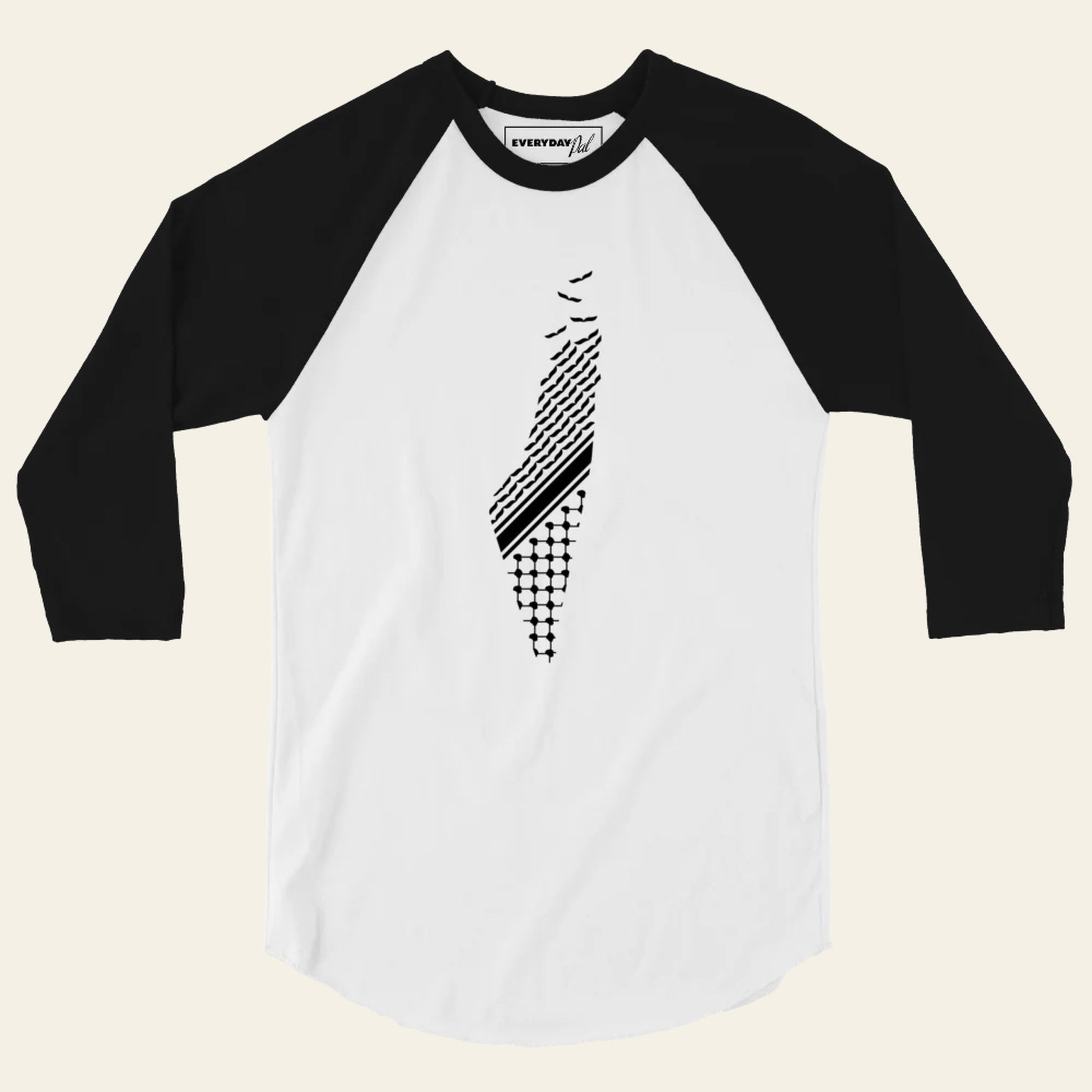 Kufiya+Palestine 3/4 sleeve raglan shirt