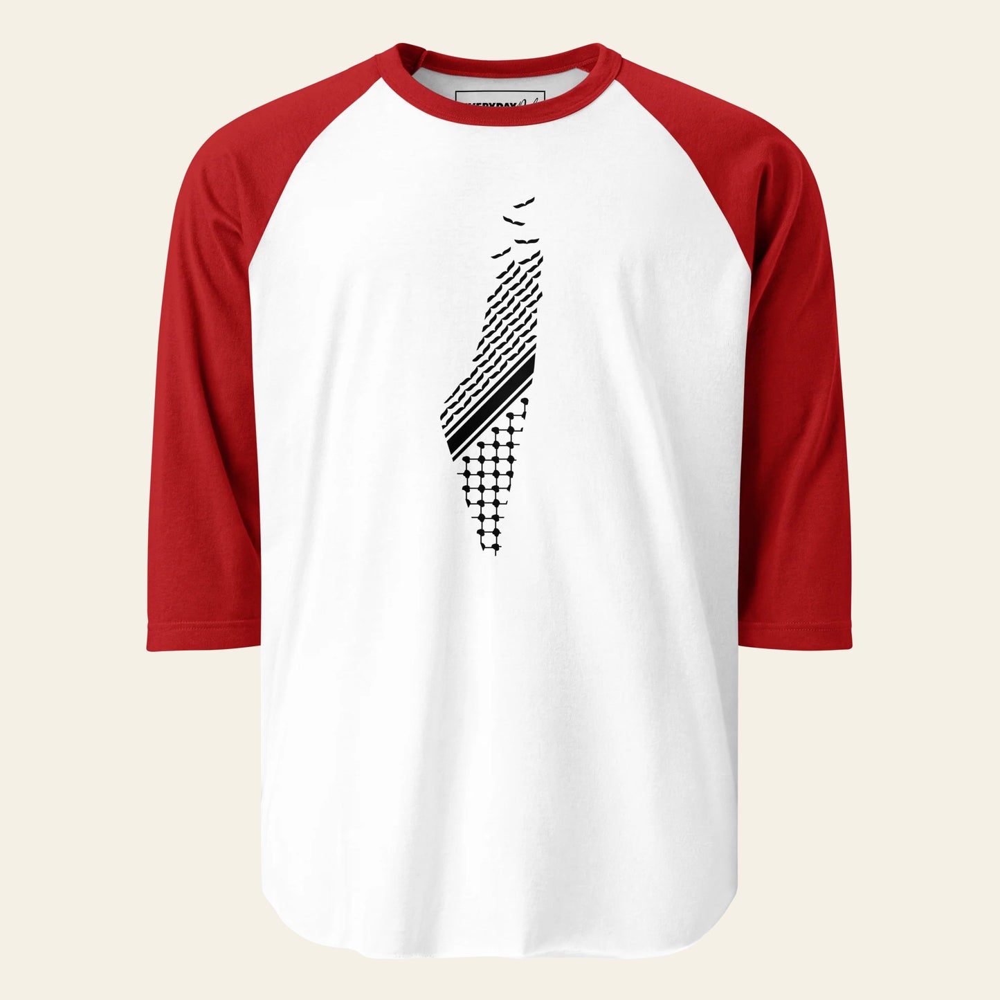 Kufiya+Palestine 3/4 sleeve raglan shirt